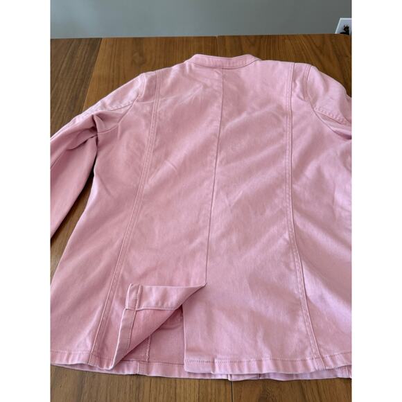 Isaac Mizrahi Live Pink Denim Suit Crop Pants Size 14 Long Sleeve Jacket Medium - Picture 9 of 13